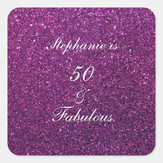 50. en verbluffend Paars glitter ombre chic Vierkante Sticker (Voorkant)