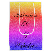 50 en verbluffend Paars glitter op zaterdag Medium Cadeauzakje (Achterkant)