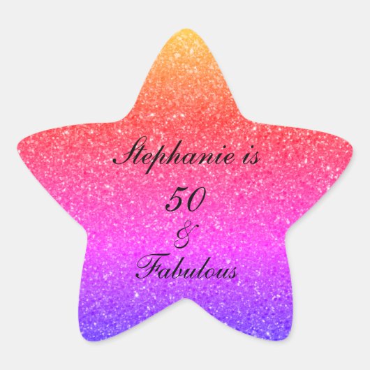50 en verbluffend Paars glitter op zaterdag Ster Sticker (Voorkant)