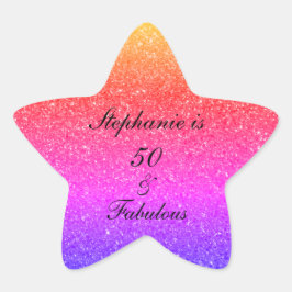 50 en verbluffend Paars glitter op zaterdag Ster Sticker