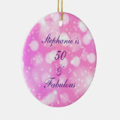 50 en verbluffend Paarse glitterij van zaterdag Keramisch Ornament (Rechts)