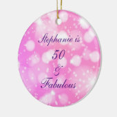 50 en verbluffend Paarse glitterij van zaterdag Keramisch Ornament (Links)