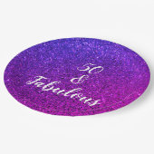 50 en verbluffend Paarse glitterkool van de geboor Papieren Bordje (Gekanteld)