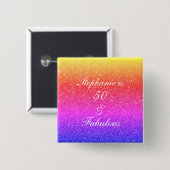 50 en verbluffend Paarse glitterkool van de geboor Vierkante Button 5,1 Cm (Voorkant /achterkant)