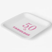 50 en verbluffend roze, stijlvolle feestdag papieren bordje (Gebogen)