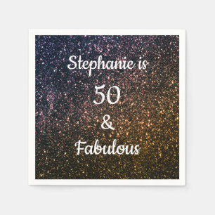 50 en verbluffende Birthday Gold Black Glitter Omb Servet