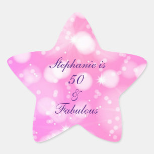 50 en verbluffende Birthday roze Paarse glitterij Ster Sticker
