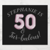 50 en vloeibaar | Roze Crazy Cat Lady Partij Sparkling Wijnetiket (Enkel label)