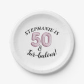 50 en vloeibaar | Roze zwarte moer Papieren Bordje (Voorkant)