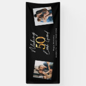 50 er goed uit laten zien Goud en zwart Verjaardag Spandoek (Verticaal)