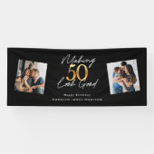 50 er goed uit laten zien Goud en zwart Verjaardag Spandoek (Horizontaal)