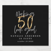 50 er goed uit laten zien gouden verjaardag vierin likeurfles etiket (Enkel label)