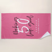 50 er goed uit laten zien kleurrijke typografie ve strandlaken (Voorkant)