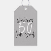 50 er goed uit laten zien verjaardag dank je cadeaulabel (Voorkant)