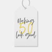 50 er goed uit laten zien verjaardag dank je cadeaulabel (Voorkant)