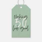 50 er goed uit laten zien verjaardag dank je cadeaulabel (Voorkant)