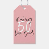 50 er goed uit laten zien verjaardag dank je cadeaulabel (Voorkant)