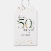 50 er goed uitzien Botanisch Dank je wel de verjaa Cadeaulabel (Voorkant)