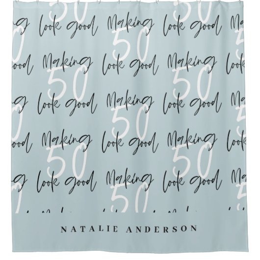 50 er goed uitzien chique verjaardagsfeest douchegordijn (Voorkant)