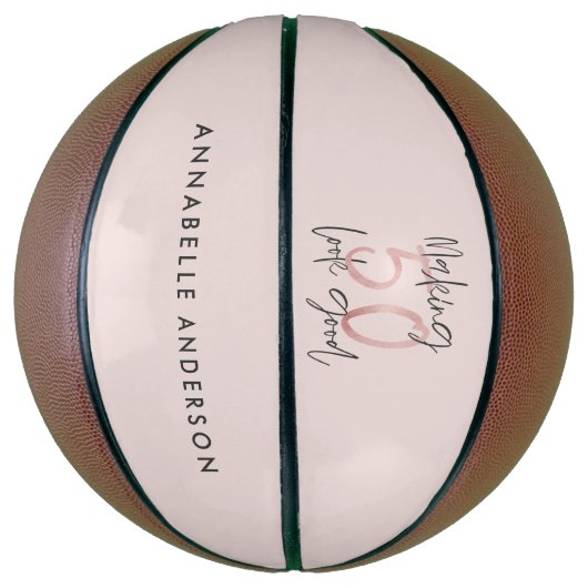 50 er goed uitzien, roze glitter verjaardag basketbal (Verticaal)
