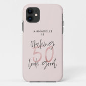 50 er goed uitzien, roze glitter verjaardag Case-Mate iPhone case (Achterkant)