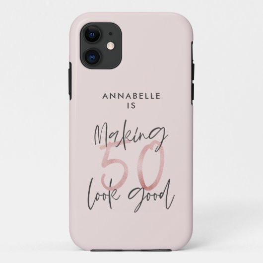 50 er goed uitzien, roze glitter verjaardag Case-Mate iPhone case (Achterkant)