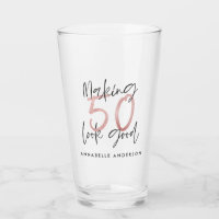 50 er goed uitzien, roze glitter verjaardag