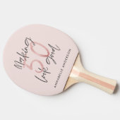 50 er goed uitzien, roze glitter verjaardag tafeltennisbatje (Zijkant)