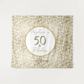 50 & Fab 50e Verjaardagsfeestje Gouden Bloemen Swi Wandkleed (Voorkant (horizontaal))