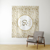 50 & Fab 50e Verjaardagsfeestje Gouden Bloemen Swi Wandkleed (In situ)