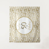 50 & Fab 50e Verjaardagsfeestje Gouden Bloemen Swi Wandkleed (Voorkant)