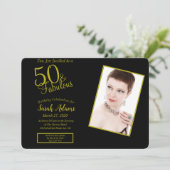 50- & Fab Gold- & Black 50e verjaardag Foto van de Kaart (Staand voorkant)