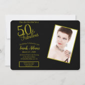 50- & Fab Gold- & Black 50e verjaardag Foto van de Kaart (Voorkant)