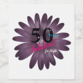 50 fabelachtig paars bloemglittercentrum wijn etiket (Enkel label)