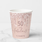 50 fabelachtig roos goud glitter monogram papieren bekers (Voorkant)