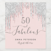 50 fabelachtig verjaard roos goud glitter roze zil wijn etiket (Enkel label)