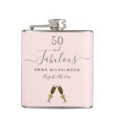 50 fabelachtige verjaardag roos goudblauwe roze mo heupfles (Voorkant)