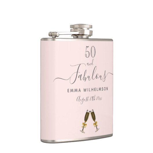 50 fabelachtige verjaardag roos goudblauwe roze mo heupfles (Rechts)