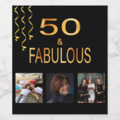 50 fabelachtige verjaardagscollage zwarte goudfoto wijn etiket (Enkel label)