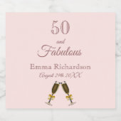 50 fabelachtige verjaardagsfeestdag roos goudmonog sparkling wijnetiket (Enkel label)