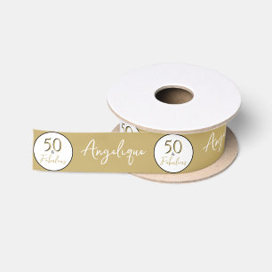 50 & Fabulous 50e verjaardag aangepaste naam Goud Satijnen Lint