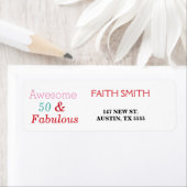 50 & Fabulous 50e verjaardag retour adreslabel Etiket (Insitu)