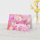 50 & Fabulous, 50e verjaardag Roze glamour Kaart (Gele Bloem)