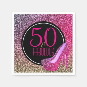 50 & Fabulous   50e verjaardag Roze hoge hakken Servetten