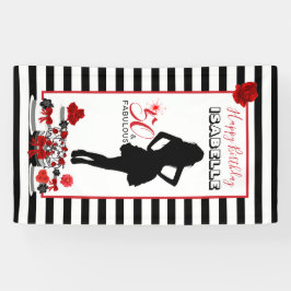 50- & FABULOUS 50e verjaardag Stripes Party Banner