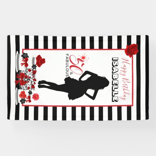 50- & FABULOUS 50e verjaardag Stripes Party Banner (Horizontaal)