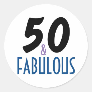 50 & Fabulous | 50e verjaardag Typografie Ronde Sticker