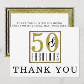 50 & Fabulous | 50e verjaardag van de Hartelijk da Bedankkaart (Voorkant / Achterkant)