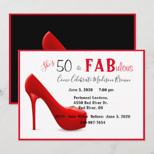 50 & Fabulous 50e verjaardag vrouw rood Kaart