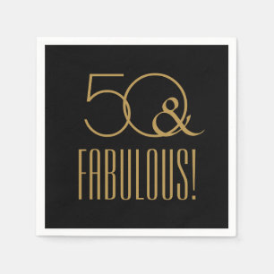 50 & FABULOUS! 50e verjaardag zwart en goud Servet